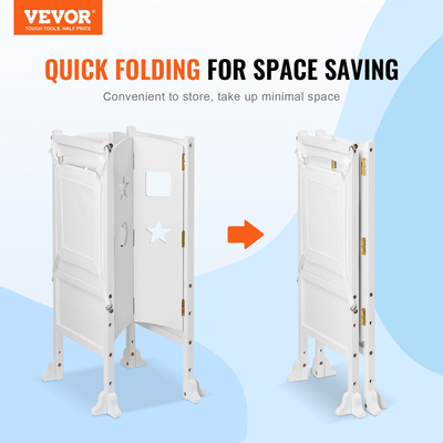 VEVOR Πτυσσόμενο σκαμπό πύργου για νήπιο Ύψος 3 επιπέδων 125 LBS Loading Λευκό