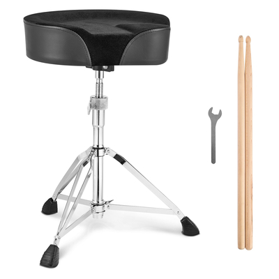 VEVOR Saddle Drum Throne, 22-27,8 ίντσες / 560-705 mm ρυθμιζόμενο ύψος, επενδυμένο κάθισμα τυμπάνου με αντιολισθητικά πόδια 5A Drumsticks 500 lbs / 227 kg Μέγιστο βάρος χωρητικότητας, 360° Περιστρεφόμενη καρέκλα τυμπάνου
