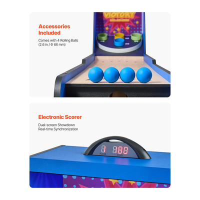 VEVOR 8 ft Roll & Score Arcade Τραπέζι παιχνιδιών Ηλεκτρονικός σκόρερ Αίθουσα παιχνιδιών 4 μπάλες