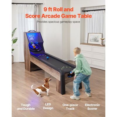 VEVOR 9 ft Roll & Score Arcade Τραπέζι παιχνιδιών Ηλεκτρονικός σκόρερ Αίθουσα παιχνιδιών 4 μπάλες