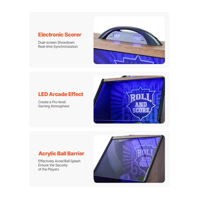 VEVOR 9 ft Roll & Score Arcade Τραπέζι παιχνιδιών Ηλεκτρονικός σκόρερ Αίθουσα παιχνιδιών 4 μπάλες