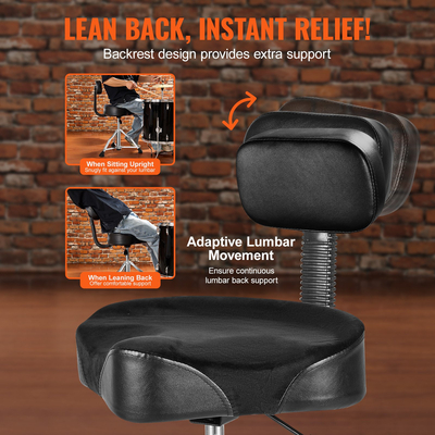 VEVOR Drum Throne με πλάτη, 19,3-25,2 ίντσες/490-640 mm ρυθμιζόμενο ύψος, υδραυλική σέλα με επένδυση τυμπάνου κάθισμα με αντιολισθητικά πόδια τύμπανα 500 lbs/227 kg Μέγιστη χωρητικότητα, 360° Περιστροφή για Drummer