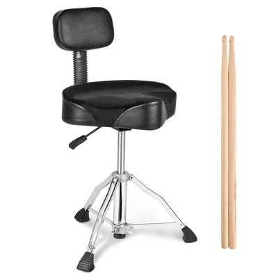 VEVOR Drum Throne με πλάτη, 19,3-25,2 ίντσες/490-640 mm ρυθμιζόμενο ύψος, υδραυλική σέλα με επένδυση τυμπάνου κάθισμα με αντιολισθητικά πόδια τύμπανα 500 lbs/227 kg Μέγιστη χωρητικότητα, 360° Περιστροφή για Drummer