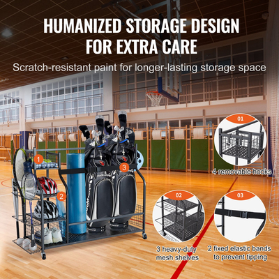 VEVOR Golf Storage Garage Organizer 3 Βάση για τσάντες γκολφ Club Rack Ball Cart