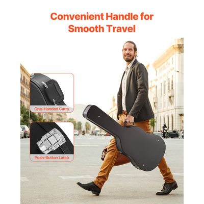 Σκληρή θήκη VEVOR Acoustic Guitar 43.31 in with Lock and Keys for Acoustic Guitar