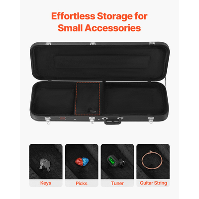 Σκληρή θήκη VEVOR Bass Guitar 48.03in Αδιάβροχη με κλειδαριά και κλειδί για μπάσο
