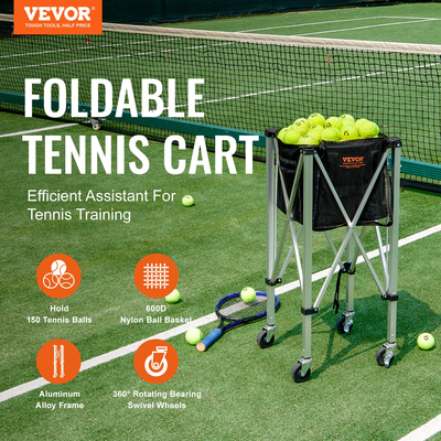 VEVOR Tennis Ball Hopper Καλάθι διδασκαλίας τένις καλάθι με ρόδες 150 μπάλες