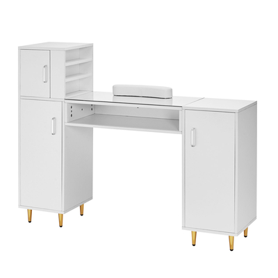 Επιτραπέζιο μανικιούρ VEVOR Γυάλινο Top Nail Desk Makeup Station με στήριγμα καρπού