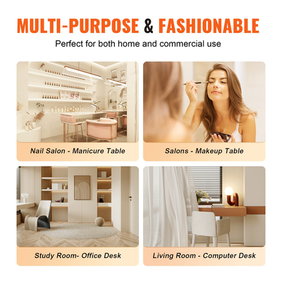 Επιτραπέζιο μανικιούρ VEVOR Γυάλινο Top Nail Desk Makeup Station με στήριγμα καρπού