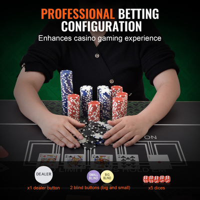 Σετ τσιπ πόκερ VEVOR, σετ πόκερ 200 τεμαχίων, πλήρες σετ παιχνιδιών πόκερ με θήκη μεταφοράς από αλουμίνιο, μάρκες καζίνο 11,5 γραμμαρίων, κάρτες, κουμπιά και ζάρια, για Texas Hold&#039;em, Μπλάκτζακ, Τυχερά παιχνίδια