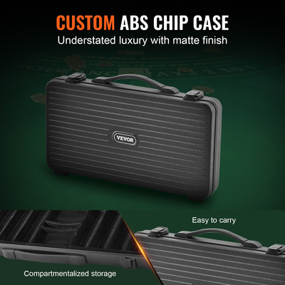 VEVOR Σετ τσιπ πόκερ, σετ πόκερ 300 τεμαχίων, πλήρες σετ παιχνιδιών πόκερ με θήκη μεταφοράς, βαρέων βαρών 14 γραμμαρίων καζίνο, κάρτες, κουμπιά και ζάρια, για Texas Hold&#039;em, Blackjack, τυχερά παιχνίδια
