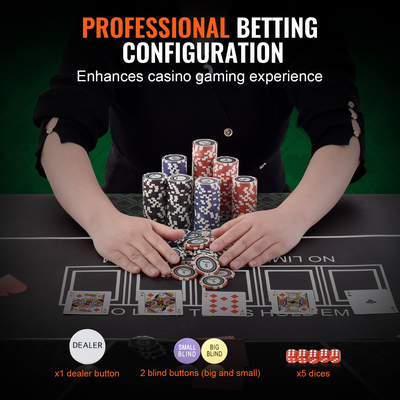 Σετ τσιπ πόκερ VEVOR, σετ πόκερ 300 τεμαχίων, πλήρες σετ παιχνιδιών πόκερ με θήκη μεταφοράς από αλουμίνιο, μάρκες καζίνο 11,5 γραμμαρίων, κάρτες, κουμπιά και ζάρια, για Texas Hold&#039;em, Μπλάκτζακ, Τυχερά παιχνίδια