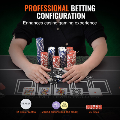 VEVOR Σετ τσιπ πόκερ, σετ πόκερ 500 τεμαχίων, πλήρες σετ παιχνιδιών πόκερ με θήκη μεταφοράς από αλουμίνιο, μάρκες καζίνο 11,5 γραμμαρίων, κάρτες, κουμπιά και ζάρια, για Texas Hold&#039;em, Μπλάκτζακ, Τυχερά παιχνίδια