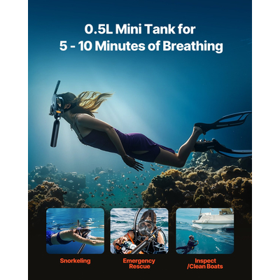 VEVOR 0,5L Scuba Tank 32,81 ft Diving Depth Lung Tank Kit with Snorkel Mask