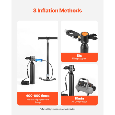 VEVOR 0,5L Scuba Tank 32,81 ft Diving Depth Lung Tank Kit with Snorkel Mask