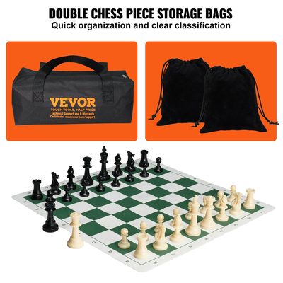 VEVOR Tournament Chess Set, 20 ιντσών Roll-up Chess Board για αρχάριους, Πτυσσόμενο παιχνίδι σκακιού σιλικόνης με πλαστικά ζυγισμένα κομμάτια σκακιού & τσάντα αποθήκευσης, φορητό δώρο ταξιδιωτικού σκακιού για οικογένεια ενηλίκων