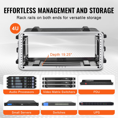VEVOR 4U Rack Case Server Rack Cabinet 19 σε βάθος με λαβή κατασκευής ABS