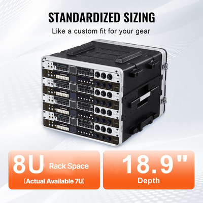 VEVOR 8U Rack Case Server Rack Cabinet 18.9 σε βάθος με λαβή κατασκευής ABS