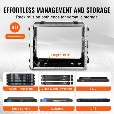 VEVOR 8U Rack Case Server Rack Cabinet 18.9 σε βάθος με λαβή κατασκευής ABS