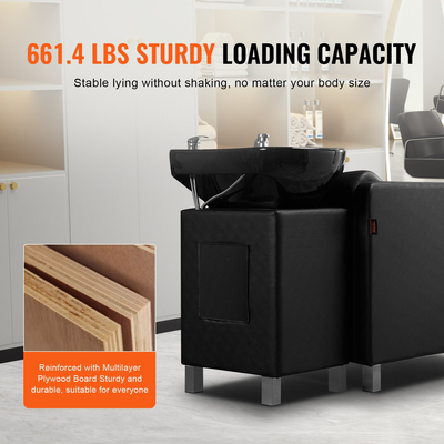 VEVOR Shampoo Backwash Chair Salon & Spa Hair Washing Station με φαρδύ υποπόδιο