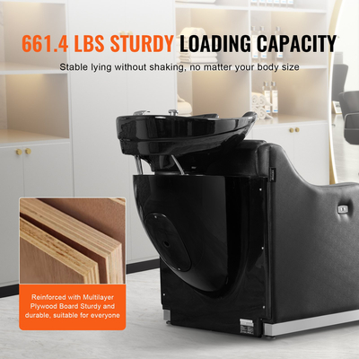 VEVOR Shampoo Backwash Chair Barbershop Hair Washing Station & Electric Footrest