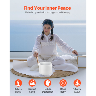 VEVOR Crystal Singing Bowl 8" F Note Heart Chakra Singing Bowl με τσάντα μεταφοράς