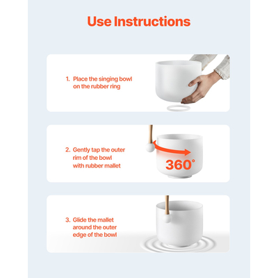 VEVOR Crystal Singing Bowl 8" F Note Heart Chakra Singing Bowl for Healing Yoga