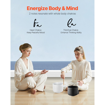 VEVOR 2PCS Crystal Singing Bowls 8" και 10" A & F Note Bowls & Carry Bag