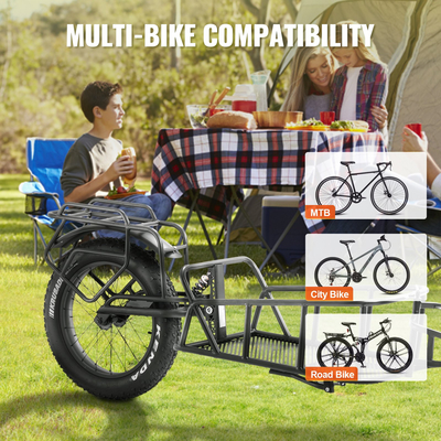 VEVOR Bike Cargo Trailer, χωρητικότητα 70 lbs, βαρέως τύπου καρότσι ποδηλάτου, συμπαγής αποθήκευση & δομή γρήγορης απελευθέρωσης με γενικό κοτσαδόρο, τροχοί 20", ταιριάζει στους περισσότερους τροχούς ποδηλάτου, πλαίσιο από ανθρακούχο χάλυβα