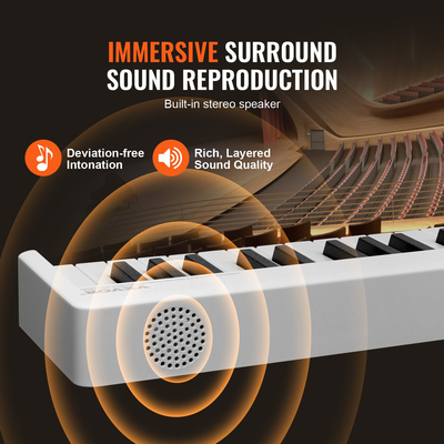 VEVOR 88 Πτυσσόμενο Πληκτρολόγιο Πιάνο Φορητό Πτυσσόμενο Πιάνο Bluetooth MIDI Λευκό