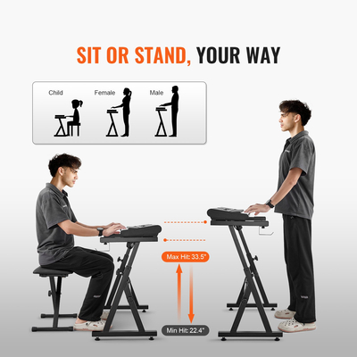 Βάση πληκτρολογίου για πιάνο VEVOR, Z Style, Βάση μουσικής για ψηφιακό πιάνο βαρέως τύπου, χωρητικότητα 250 lbs με ρυθμιζόμενο πλάτος & ύψος τροχούς αντιολισθητικά μαξιλαράκια Άγκιστρο ακουστικών, Ταιριάζει για ηλεκτρικά πιάνα 54-88 πλήκτρων