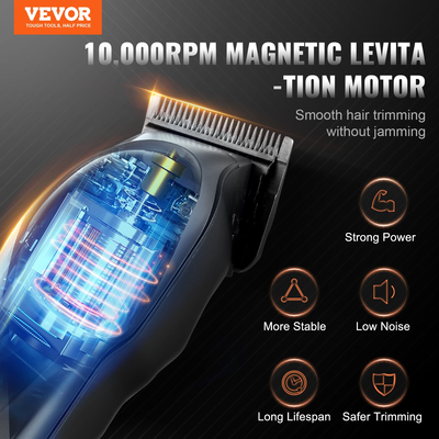 VEVOR Professional Hair Clipper Ανδρικό κουρευτικό κουρέα 10000rpm & DLC Fade Blade