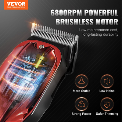 VEVOR Professional Hair Clipper Ανδρική κουρευτική κουρευτική μηχανή 6800rpm με οθόνη LCD