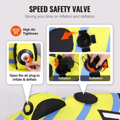 Ρυμουλκούμενος σωλήνας VEVOR για σκάφη, φουσκωτός ρυμουλκούμενος σωλήνας για 1-3 αναβάτες με πτερύγια προφυλακτήρα, ρυμουλκούμενοι σωλήνες 510 λίβρες για θαλάσσια σπορ για τράβηγμα σκαφών, πλήρες κάλυμμα από νάιλον, λαβές EVA και βαλβίδα ασφαλείας ταχύτητας