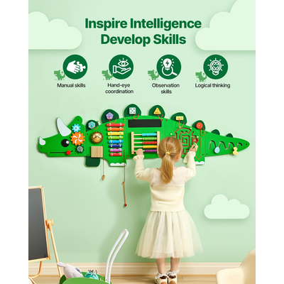 Πάνελ τοίχου δραστηριοτήτων με δεινόσαυρους VEVOR, πάνελ τοίχου με αισθητηριακές δραστηριότητες και 11 δραστηριότητες