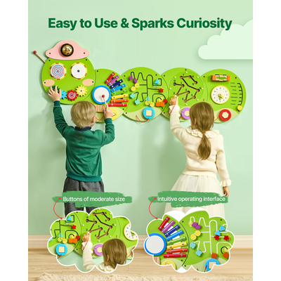 VEVOR Caterpillar Τοίχος Δραστηριοτήτων με Πάνελ Δραστηριοτήτων, 12 Αισθητηριακά Παιχνίδια Τοίχου