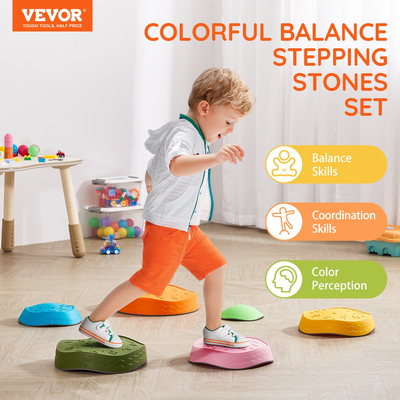 VEVOR Kids Balance Steping Stones Γήπεδο αισθητηριακών εμποδίων 6 ΤΕΜ. Εσωτερικός εξωτερικός χώρος