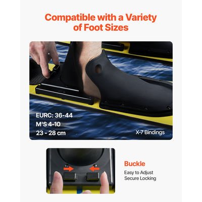 VEVOR 150 cm Συνδυασμός θαλάσσιων σκι ενηλίκων με ρυθμιζόμενες δέστρες X-7