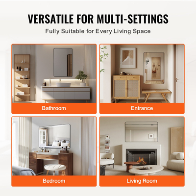 VEVOR Τετράγωνος Επιτοίχιος Καθρέφτης 30" x 40" με πλαίσιο από κράμα αλουμινίου