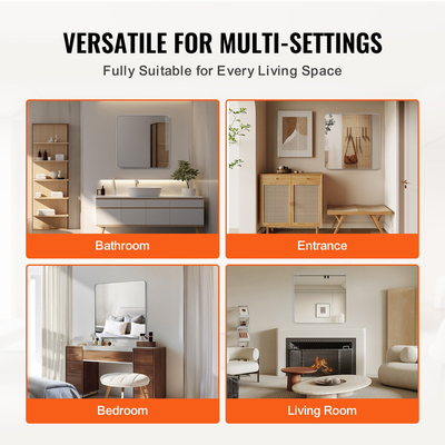 Τετράγωνος καθρέφτης τοίχου VEVOR 36" x 36" Καθρέφτης με πλαίσιο από κράμα αλουμινίου