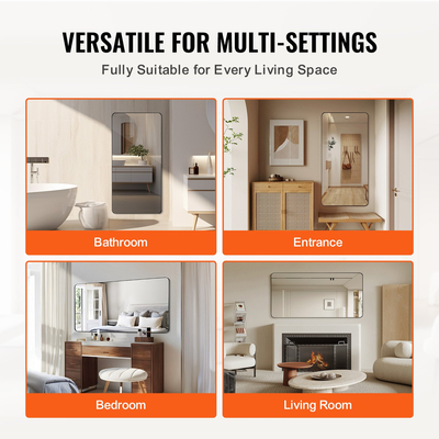 Τετράγωνος καθρέφτης τοίχου VEVOR Καθρέφτης 36" x 72" με πλαίσιο από κράμα αλουμινίου