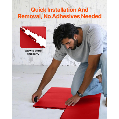 Σετ δαπέδου γυμναστικής 8 τμχ Πλακάκια από καουτσούκ PP Puzzle Interlocking Red