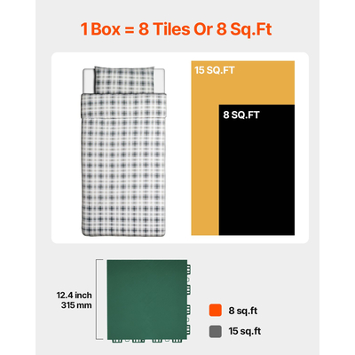 Σετ δαπέδου γυμναστικής 8 τμχ Interlocking PP Puzzle Rubber Tiles Green