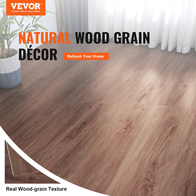 VEVOR Πλακάκια δαπέδου Interlocking Vinyl 1220 X 185 mm, 10 πλακάκια πάχους 5,5 mm που κουμπώνουν μαζί, DIY δάπεδο με κόκκους ξύλου βαθύ καφέ για κουζίνα, τραπεζαρία, υπνοδωμάτια και μπάνια, Εύκολη διακόσμηση σπιτιού