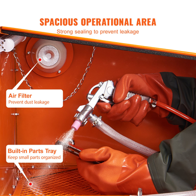 Ερμάριο αμμοβολής VEVOR 25 γαλονιών Ντουλάπι πάγκου με πιστόλι αμμοβολής 4 ακροφύσιο