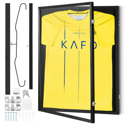 Θήκη πλαισίου οθόνης VEVOR Jersey, 23,3 x 31,2 x 1,5 ίντσες, Μεγάλο κουτί σκιάς αθλητικής φανέλας με δυνατότητα κλειδώματος με 98% γυαλί και κρεμάστρες για υπολογιστή με προστασία από την υπεριώδη ακτινοβολία, για μπλούζα και στολή για μπάσκετ μπάσκετ χόκεϊ για μπάσκετ