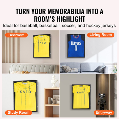 Θήκη πλαισίου οθόνης VEVOR Jersey, 24 x 32 x 1,5 ίντσες, Μεγάλο Αθλητικό Κουτί σκιάς που κλειδώνει με γυαλί και κρεμάστρες PC με προστασία από υπεριώδη ακτινοβολία 98%, για μπλούζα και στολή χόκεϊ ποδοσφαίρου μπάσκετ μπάσκετ, μαύρη