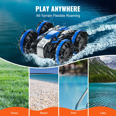 VEVOR Amphibious Remote Control Car Boat 2,4 GHz 4WD RC Boat Kids Adults Blue