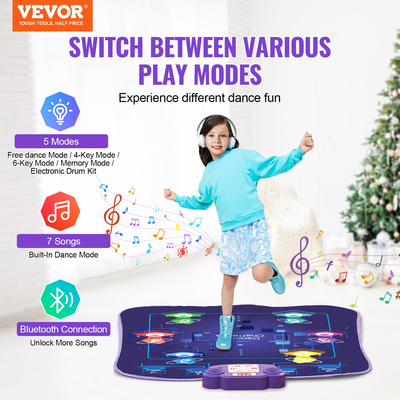 VEVOR Dance Mat for Kids Dance Pad Toy με ασύρματο Bluetooth Δώρο για 3+ κορίτσια