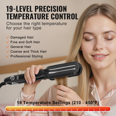 VEVOR ισιωτικό μαλλιών 1,5" Titanium Flat Iron Dual Infrared Tech Επίπεδο θερμοκρασίας 19